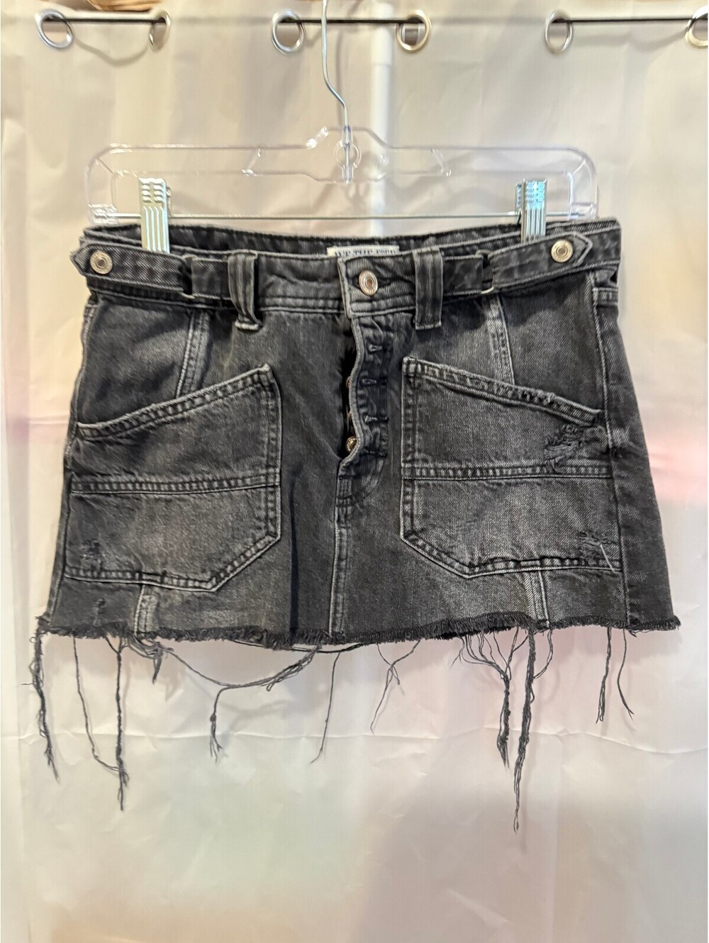 We The Free Black Distressed Denim Mini Skirt Size 25